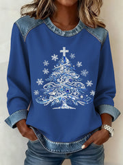 Women's Christmas Pattern Patchwork Art Sweatshirt