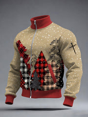 Men's Christmas Cross Print Casual Jacket