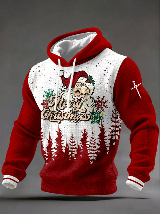 Men's Christmas Cross Print Casual Hoodie