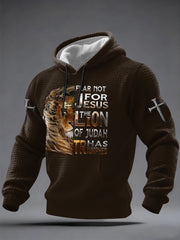 Men's Lion Of Judah Print Casual Checkered Hoodie