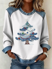 Women's Christmas Pattern Patchwork Art Sweatshirt