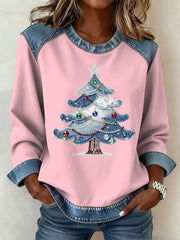 Women's Christmas Pattern Patchwork Art Sweatshirt