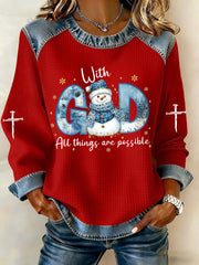 Women's Christmas Cross Print Casual Top